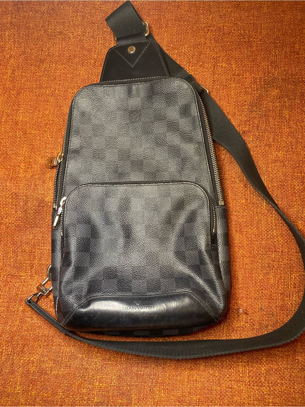 Louis Vuitton Black Men's Sling Belt Bag with Subtle Monogram